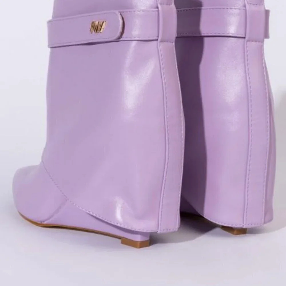 AZALEA WANG OVER THE TOP WEDGE BOOTIE IN LIGHT PURPLE